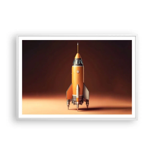 Plakat i hvid ramme - Det begynder med en drøm - 100x70 cm