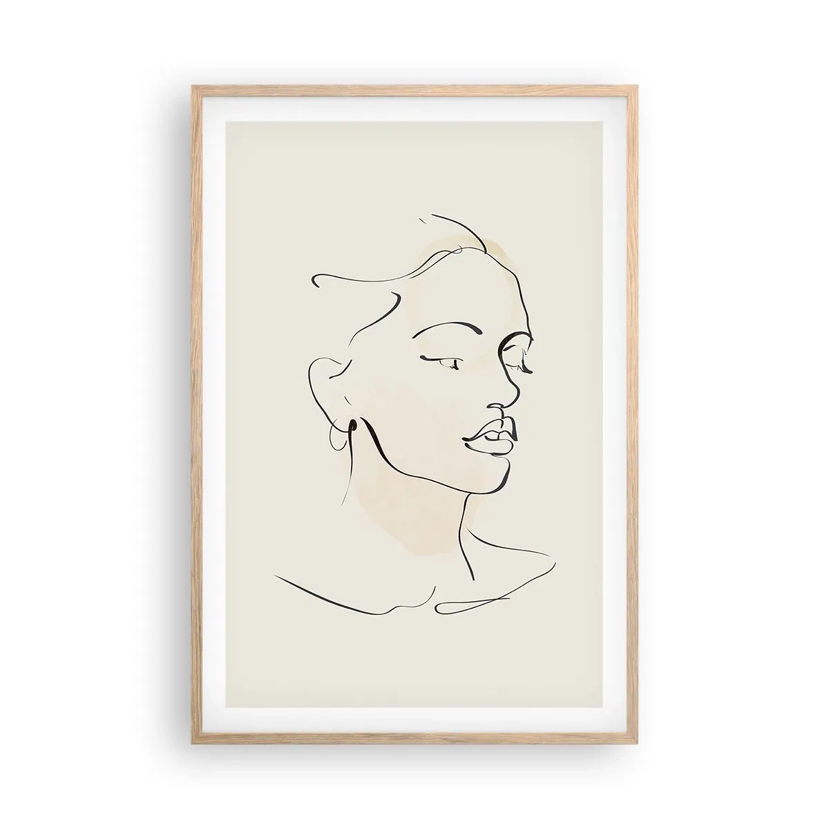 Plakat i ramme af lyst egetræ - En bestemt linje - 61x91 cm