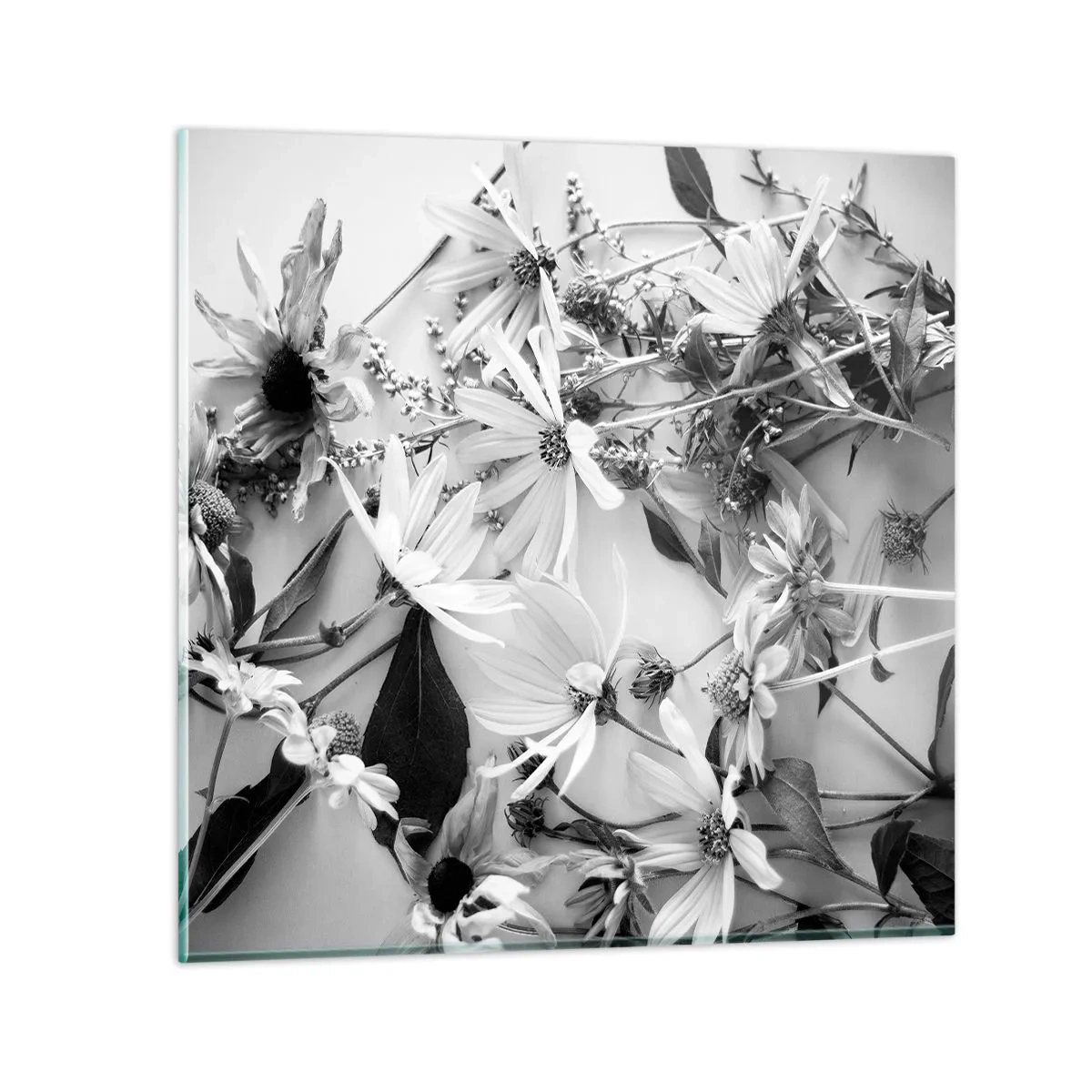 Billede på glas - Blomster uden buket - 30x30 cm