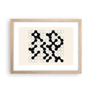 Plakat i ramme af lyst egetræ - Kinesisk spil - variation - 40x30 cm