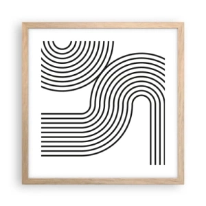 Plakat i ramme af lyst egetræ - På en kurve - 40x40 cm