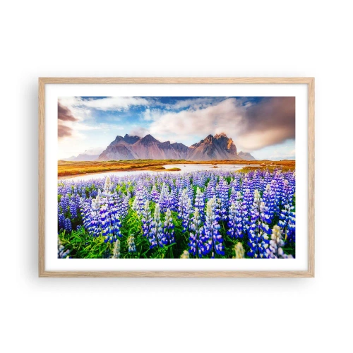 Plakat i ramme af lyst egetræ - Styrke og strenghed ved siden af blidhed - 70x50 cm