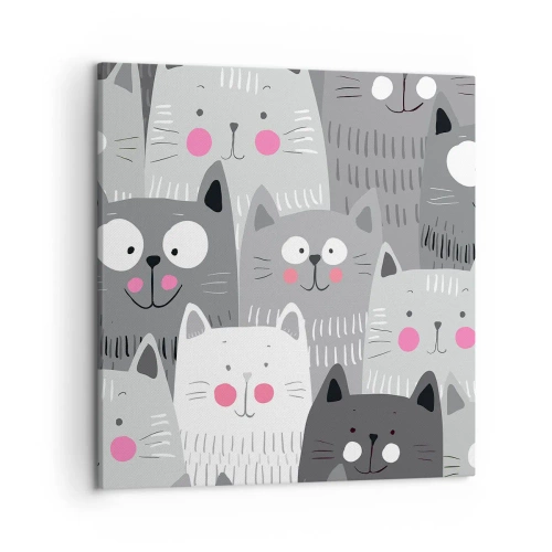 Lærredstryk - Billede på lærred - Kattens verden - 50x50 cm