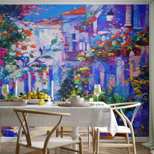 Fototapet Selvklæbende Deluxe Sticker - Impression - Italiensk gade - By, Arkitektur, Italien - 200x140 cm