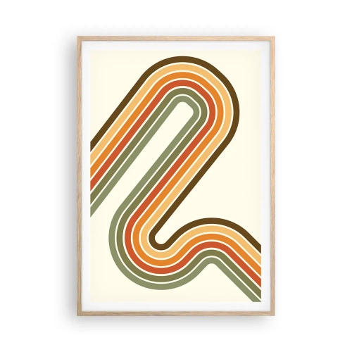 Plakat i ramme af lyst egetræ - Zigzag til destinationen - 70x100 cm