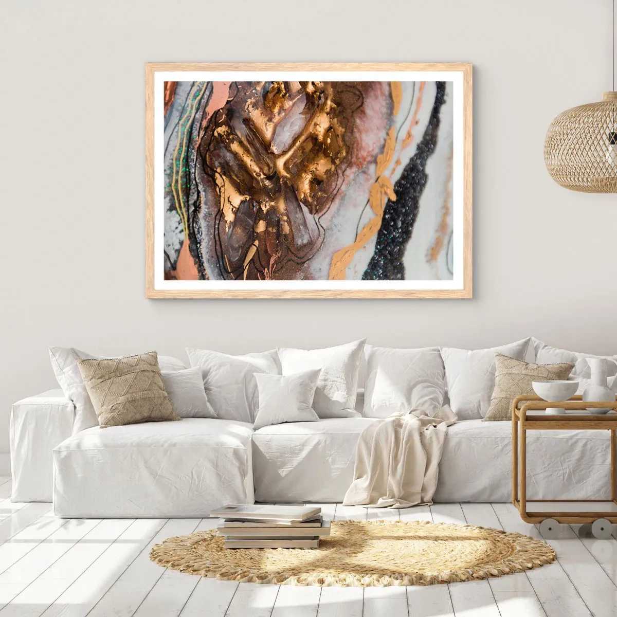 Plakat i ramme af lyst egetræ - Jord element - 91x61 cm