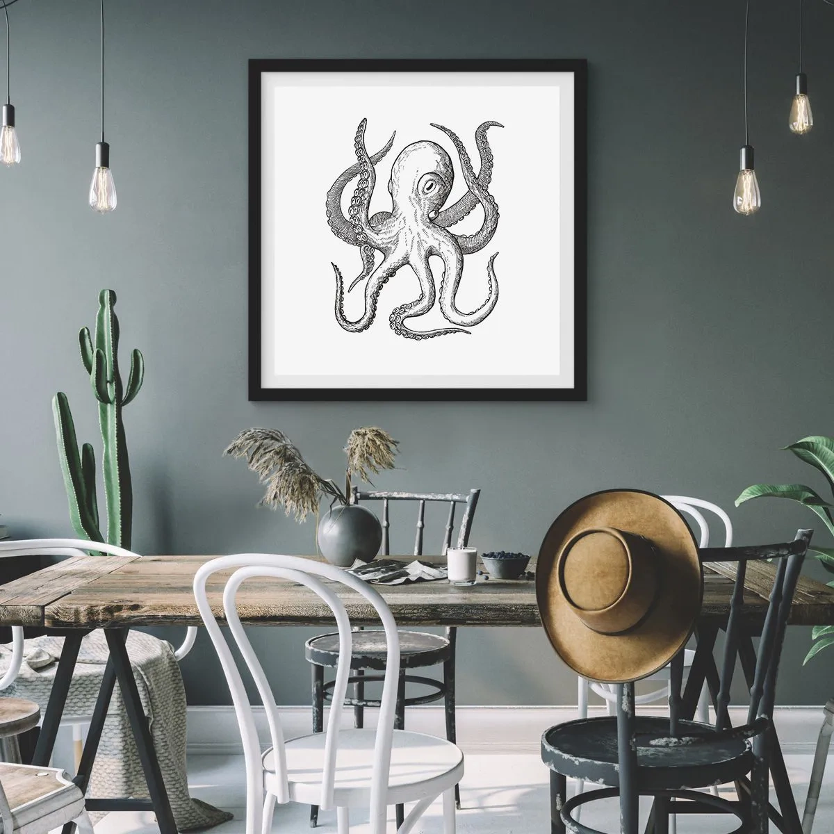 Plakat i sort ramme - Dans med bølger - 30x30 cm