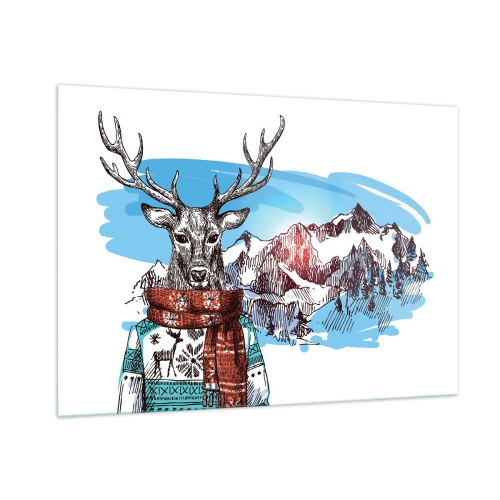 Billede på glas - Selv et rådyr fryser ikke  - 100x70 cm