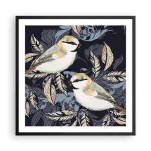 Plakat i sort ramme - Gul-blå espalier - 60x60 cm