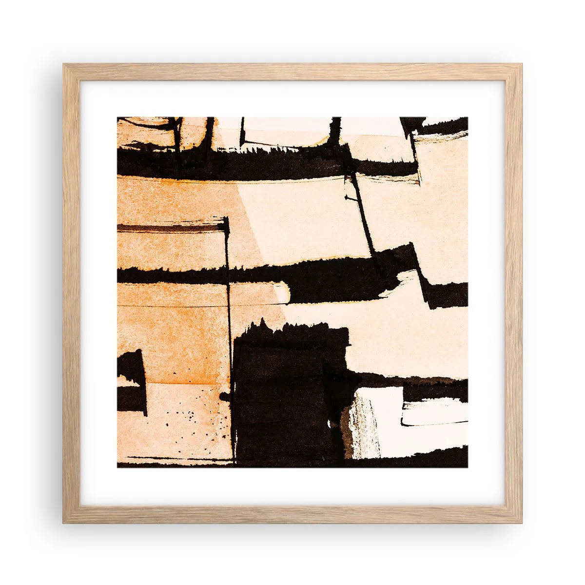 Plakat i ramme af lyst egetræ - Og alligevel orden - 40x40 cm