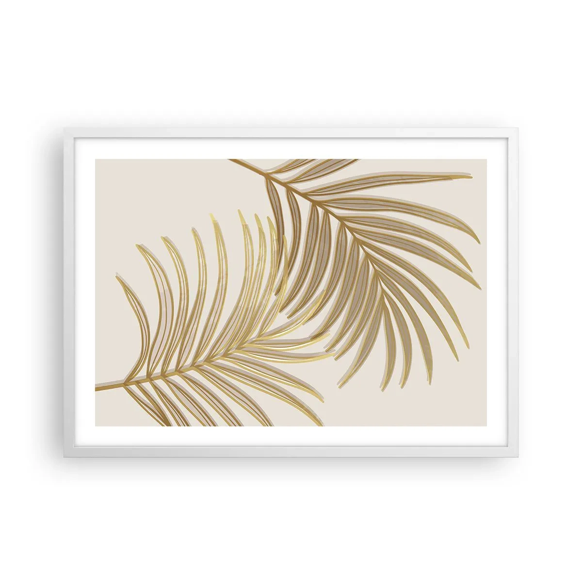Plakat i hvid ramme - Gylden palme! - 70x50 cm