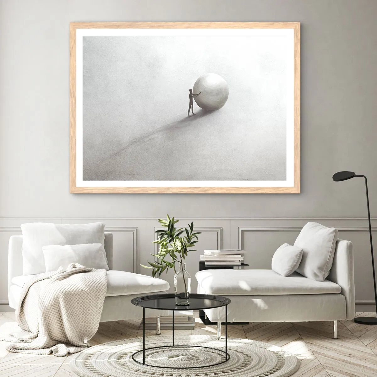 Plakat i ramme af lyst egetræ - Livets spil - 40x30 cm