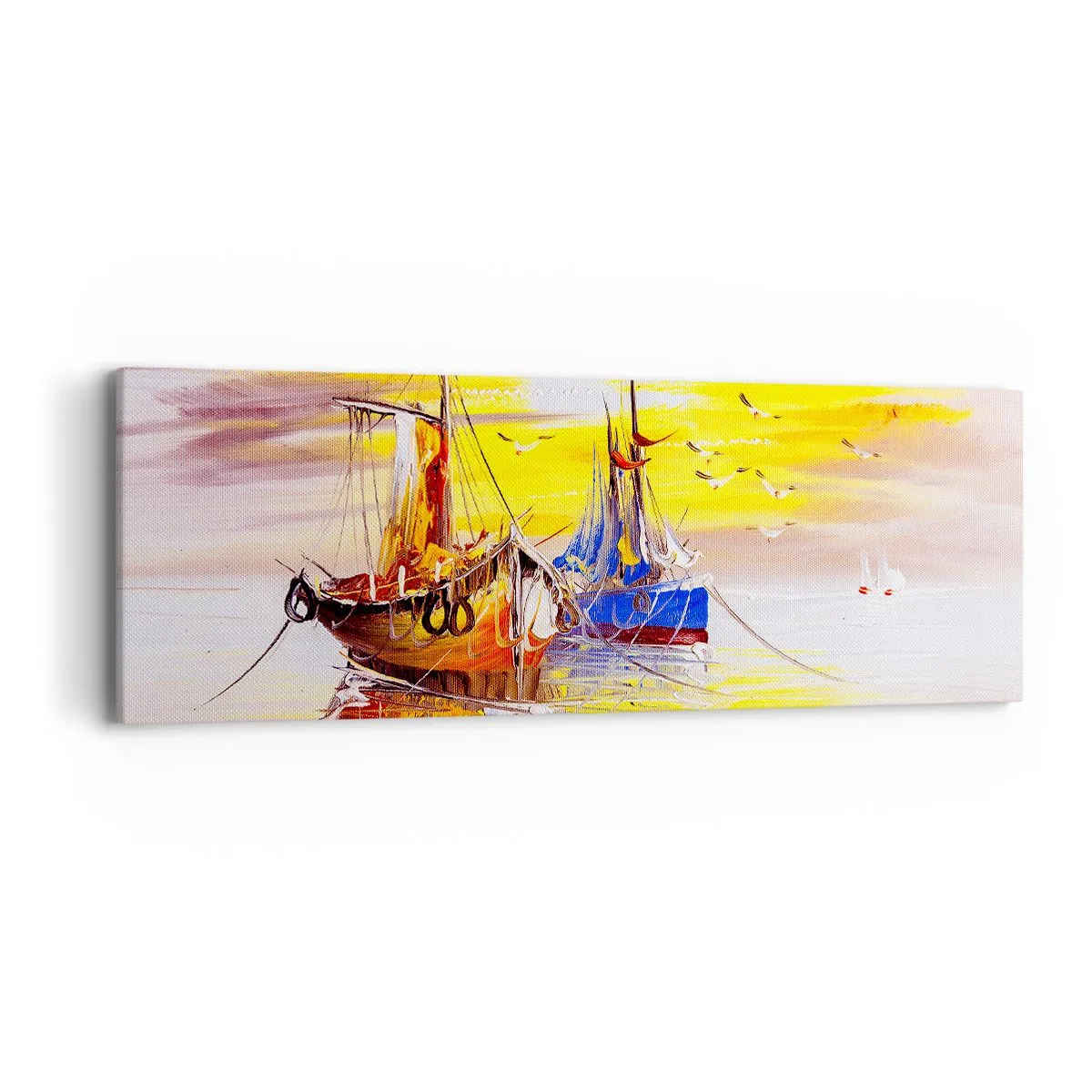 Lærredstryk - Billede på lærred - Et velfortjent hvil i havnen - 90x30 cm