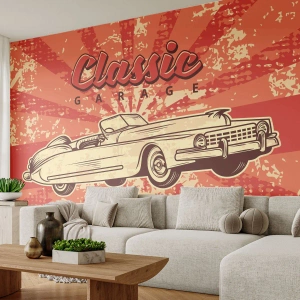 Fototapet Premium Canvas - Og i radioen Elvis - Bil, Cabriolet, Rejser - 500x350 cm