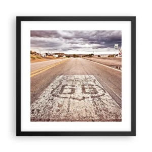 Plakat i sort ramme - Mother Road - amerikansk legende - 40x40 cm