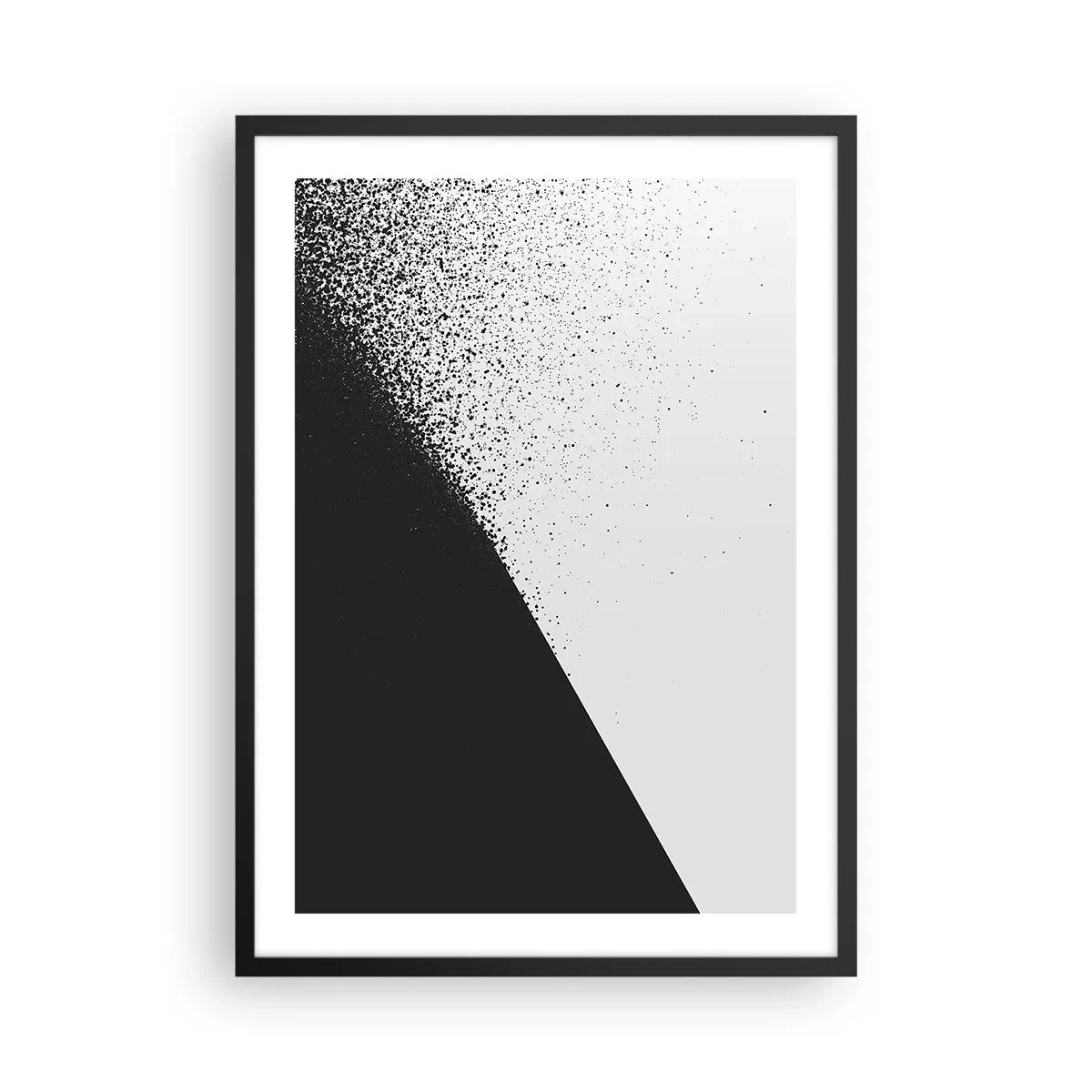 Plakat i sort ramme - Abstrakt mønster i sort og hvid - 50x70cm - Hurtigere og hurtigere, mere og mere - Moderne vægdekoration til stue og soveværelse ARTTOR