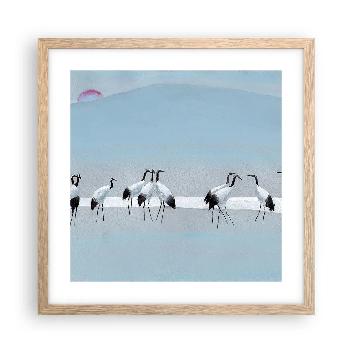 Plakat i ramme af lyst egetræ - Efter en varm dag - 40x40 cm