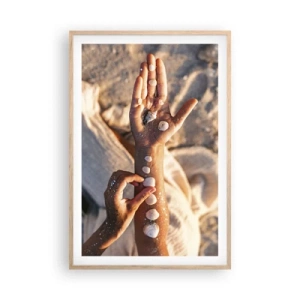 Plakat i ramme af lyst egetræ - Skønhed inden for rækkevidde - 61x91 cm