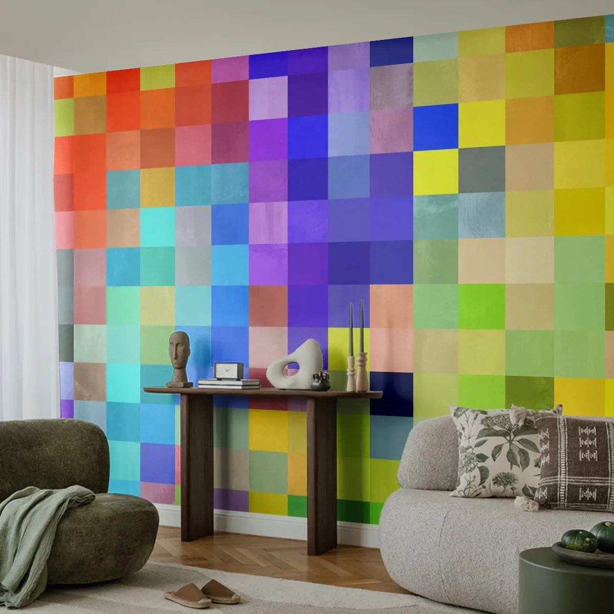 Fototapet Standard Eco - Alle er forskellige, alle er lige - Abstraktion, Firkanter, Stykke - 200x140 cm
