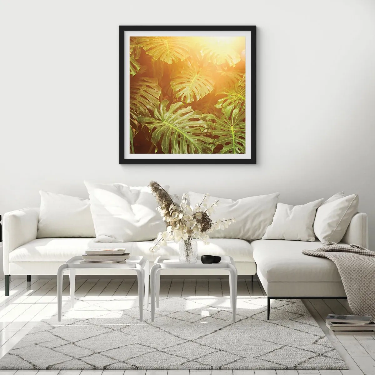 Plakat i sort ramme - Træd ind i det grønne... - 40x40 cm