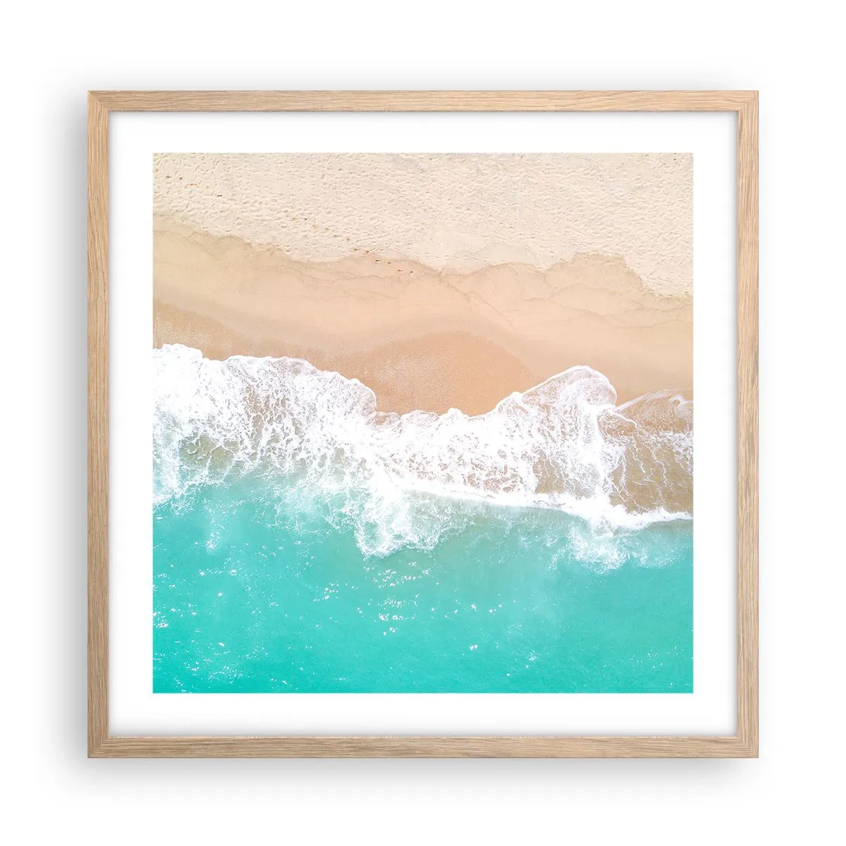 Plakat i ramme af lyst egetræ - Kærlig berøring - 50x50 cm