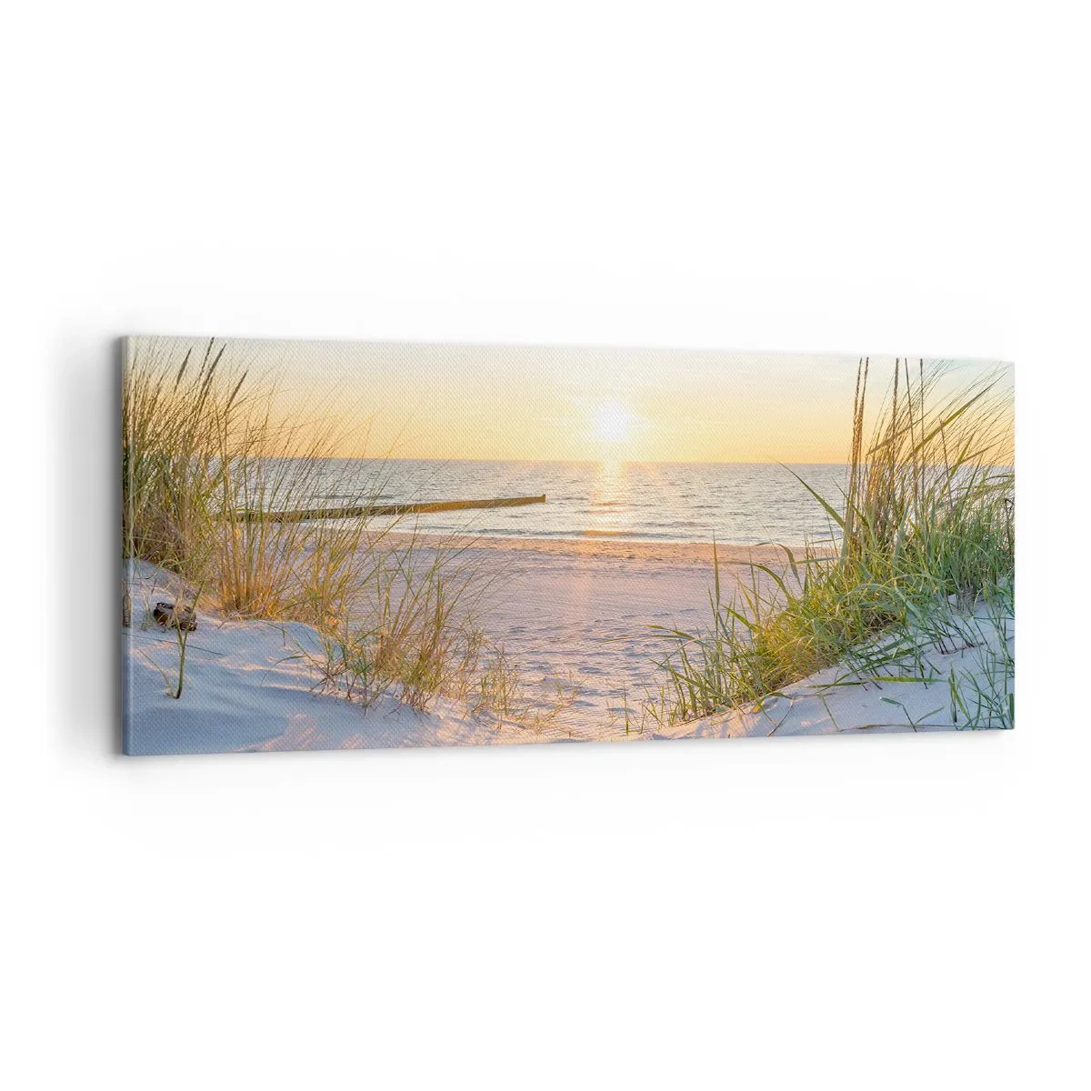Lærredstryk - Billede på lærred - Havet brummer, fuglene synger, en vild strand midt i græsset.... - 100x40 cm