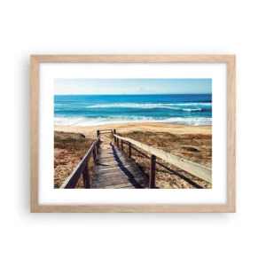 Plakat i ramme af lyst egetræ - Løb! - 40x30 cm