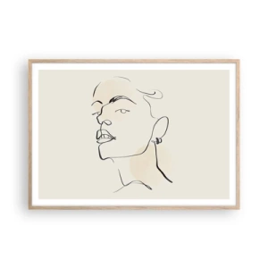 Plakat i ramme af lyst egetræ - Et stolt blik - 100x70 cm