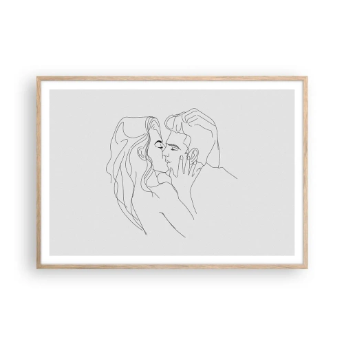 Plakat i ramme af lyst egetræ - I samme linje - 100x70 cm