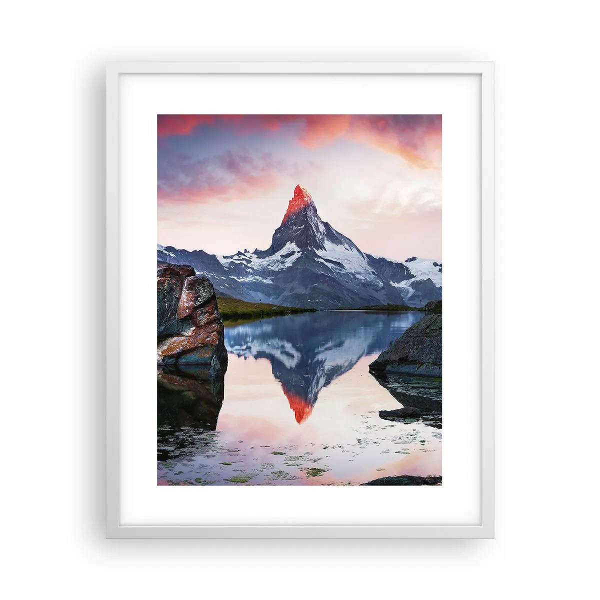 Plakat i hvid ramme - Bjergenes hjerte er varmt - 40x50 cm