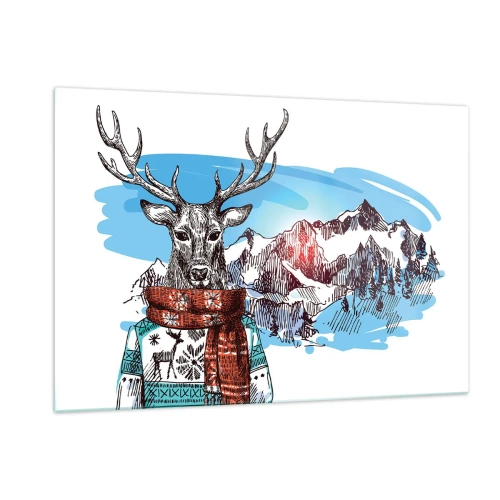 Billede på glas - Selv et rådyr fryser ikke - 120x80 cm