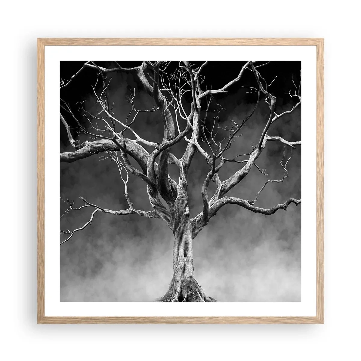 Plakat i ramme af lyst egetræ - Primær og hellig - 60x60 cm