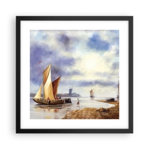 Plakat i sort ramme - Sømændenes tilbagevenden - 40x40 cm