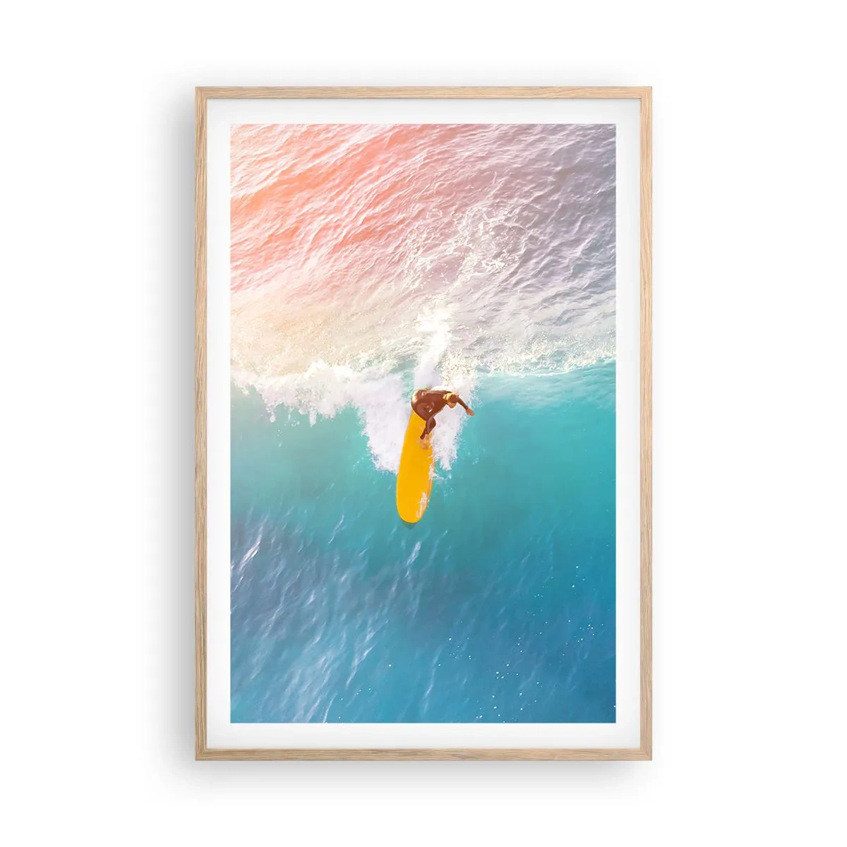 Plakat i ramme af lyst egetræ - Ocean rytter - 61x91 cm