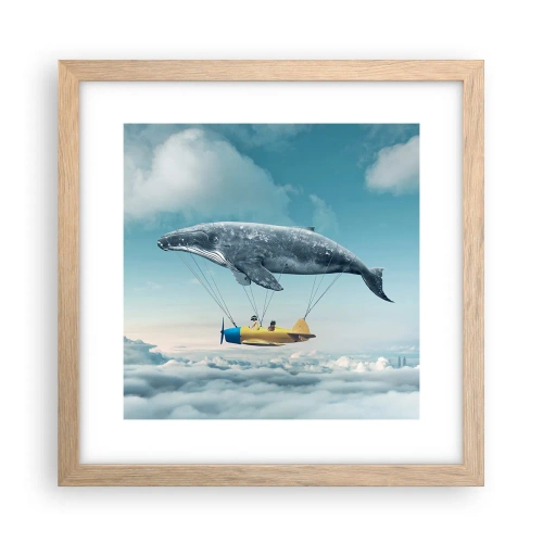 Plakat i ramme af lyst egetræ - Hvorfor ikke? - 30x30 cm