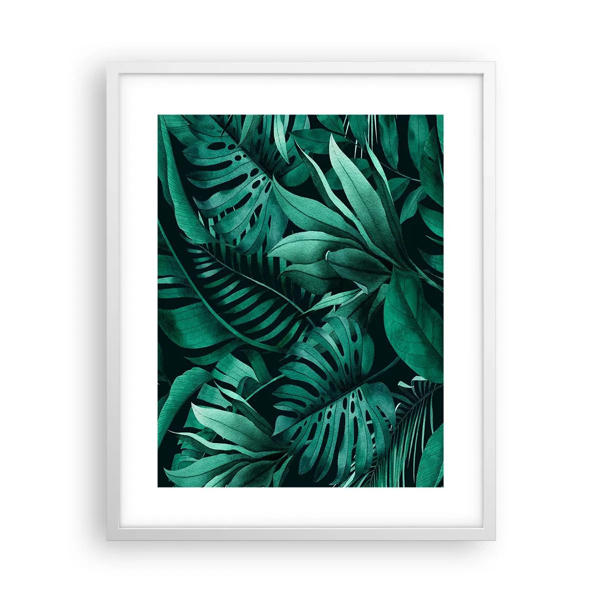 Plakat i hvid ramme - Dyb tropisk grøn - 40x50 cm
