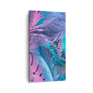 Lærredstryk - Billede på lærred - Troperne i lyserød og blå - 45x80 cm