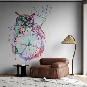 Fototapet Selvklæbende Deluxe Sticker - Klog af natur - Fugl, Ugle, For børn - 100x70 cm