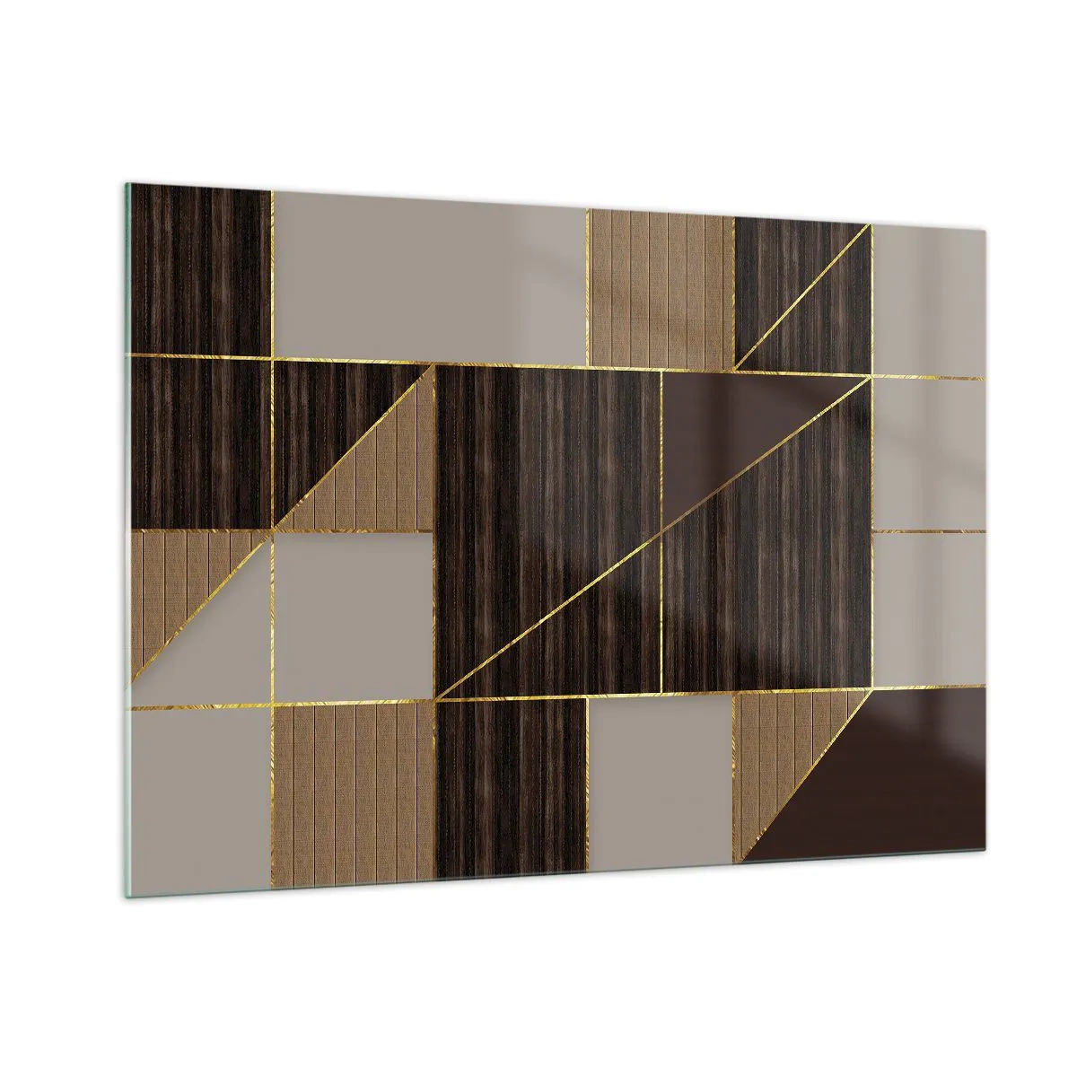 Billede på glas - En mosaik af brune og gyldne farver - 100x70 cm