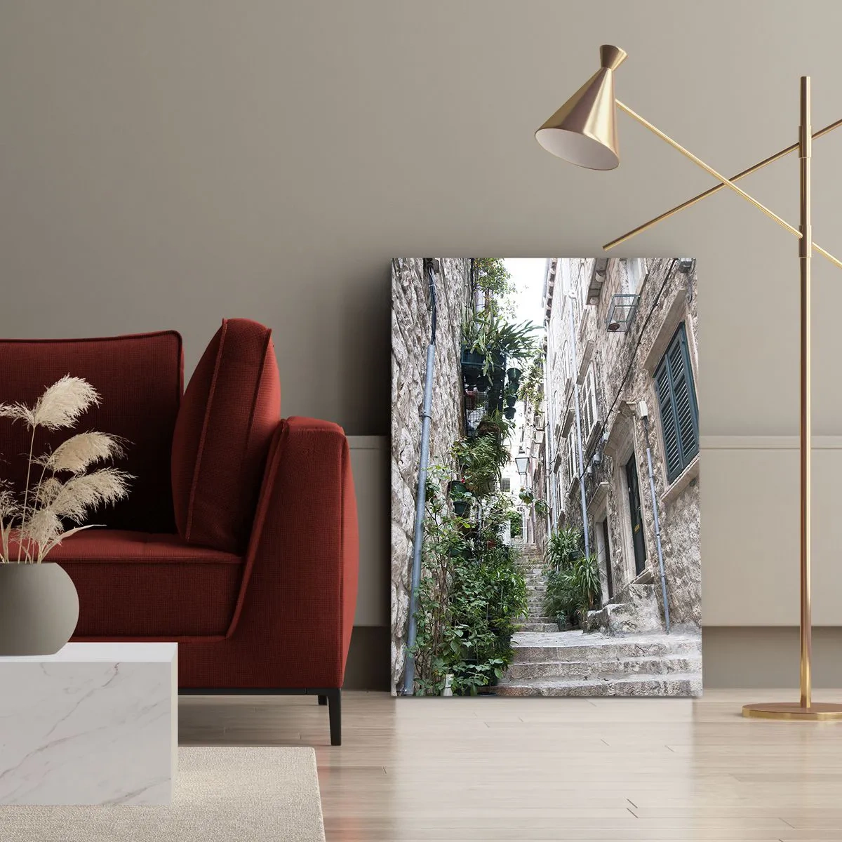 Lærredstryk - Billede på lærred - Den gamle bys charme - 70x100 cm