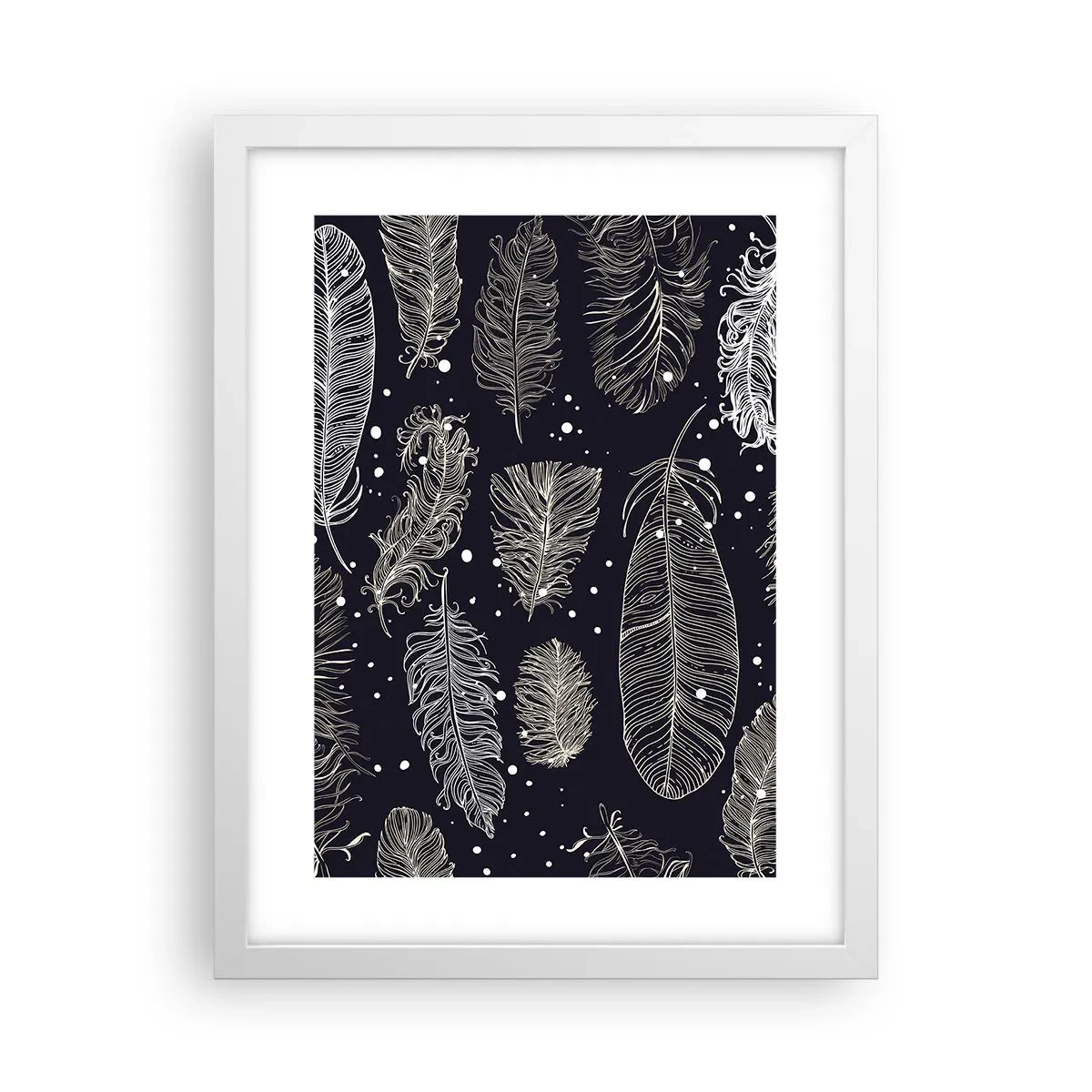 Plakat i hvid ramme - Fjerede blonder - 30x40 cm