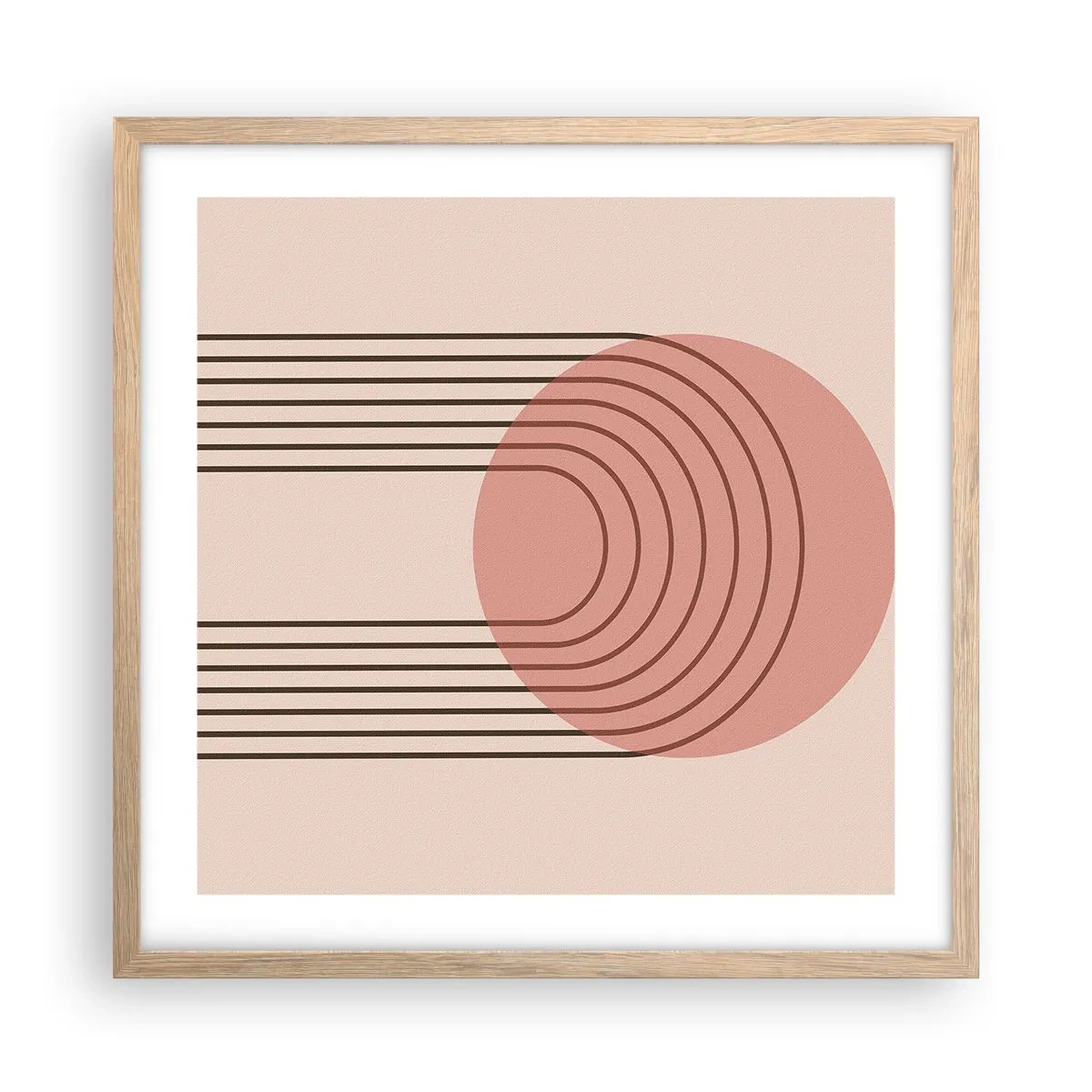 Plakat i ramme af lyst egetræ - Uimodståelig tiltrækningskraft - 50x50 cm