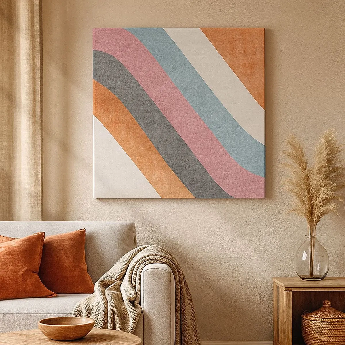 Lærredstryk - Billede på lærred - Diagonal komposition - bevægelse - 30x30 cm