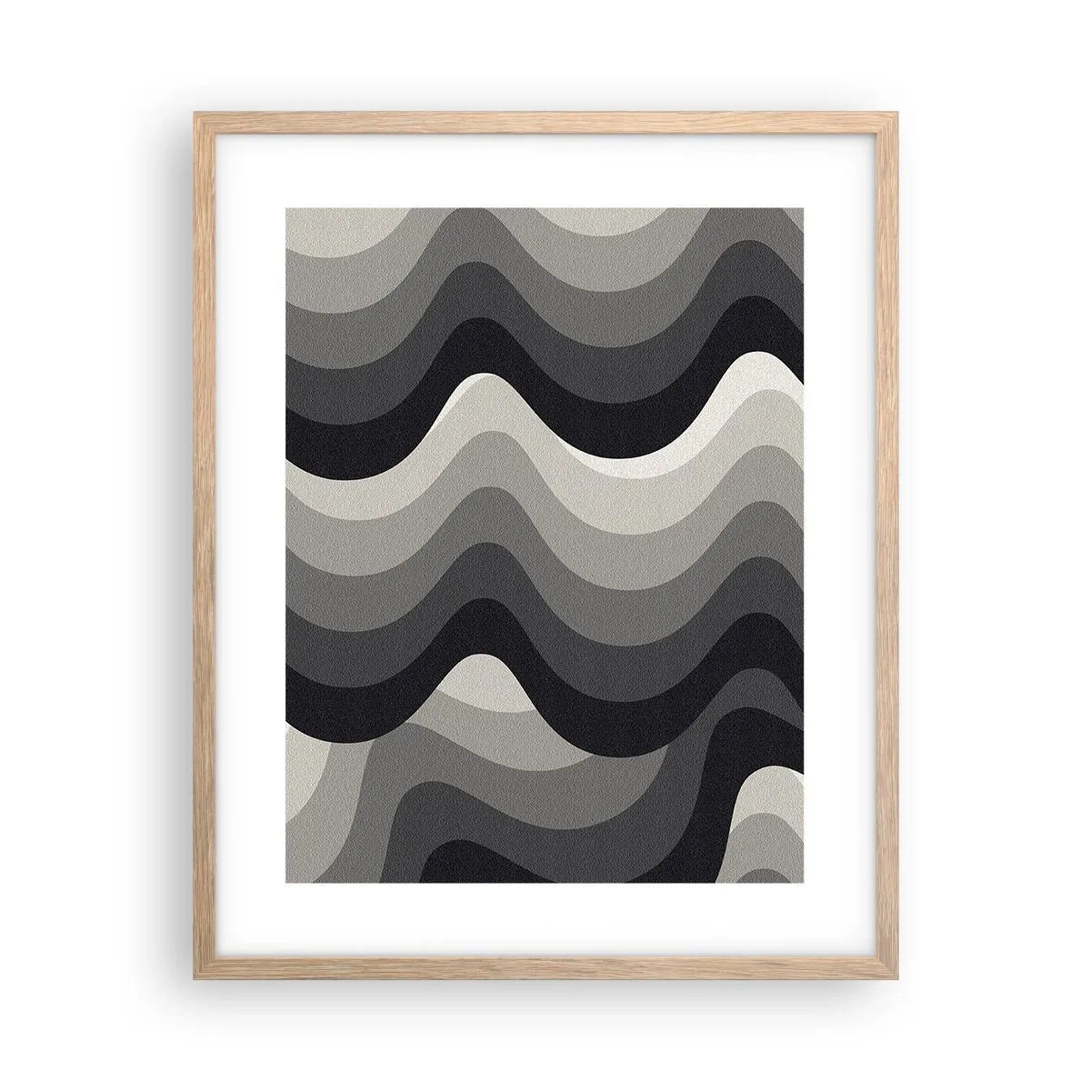 Plakat i ramme af lyst egetræ - Bølge efter bølge - 40x50 cm