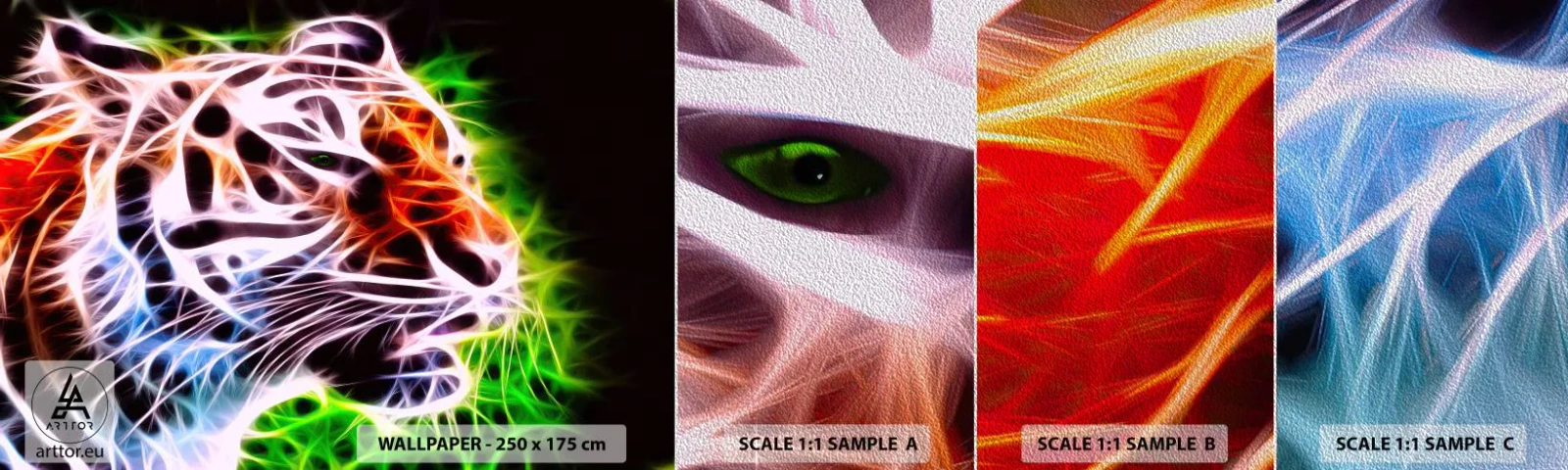 Prøve Fototapet Premium Sand - Farlig aura - Abstraktion, Dyr, Predator - 100x30 cm