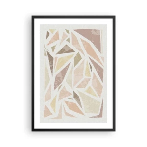 Plakat i sort ramme - Geometrisk abstraktion i pastelfarver - 50x70cm - Komposition af farvet glas - Moderne vægdekoration til stue og soveværelse ARTTOR