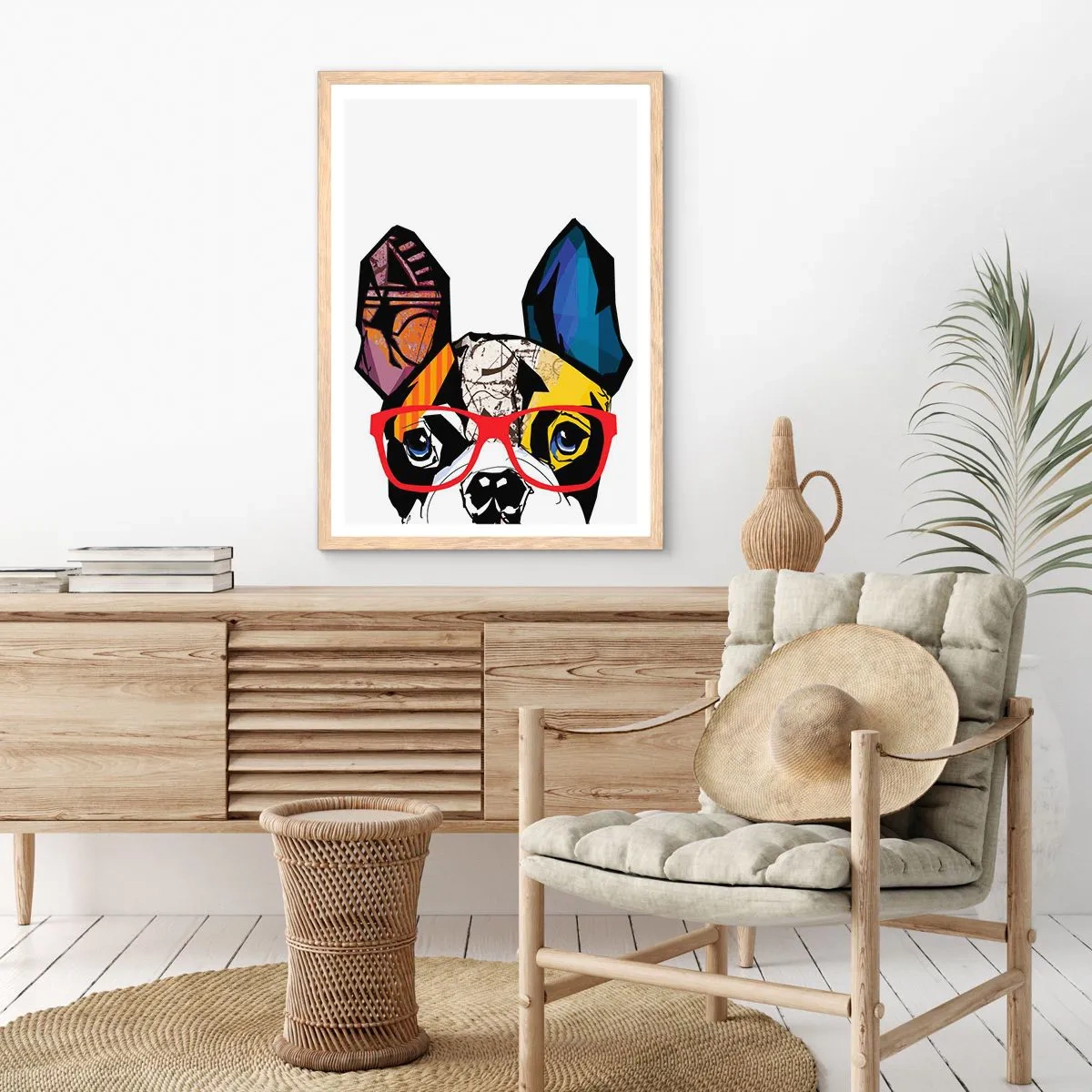 Plakat i ramme af lyst egetræ - Intellektuel - 70x100 cm