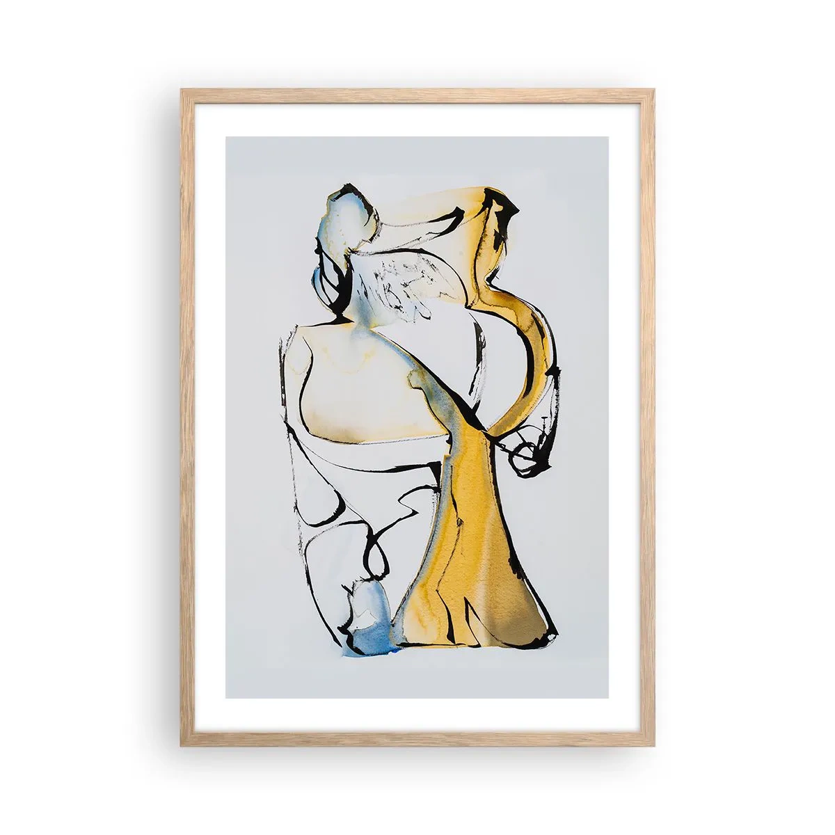 Plakat i ramme af lyst egetræ - Abstraktion af glas - 50x70 cm