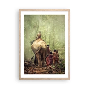 Plakat i ramme af lyst egetræ - Den nye Junglebog - 50x70 cm