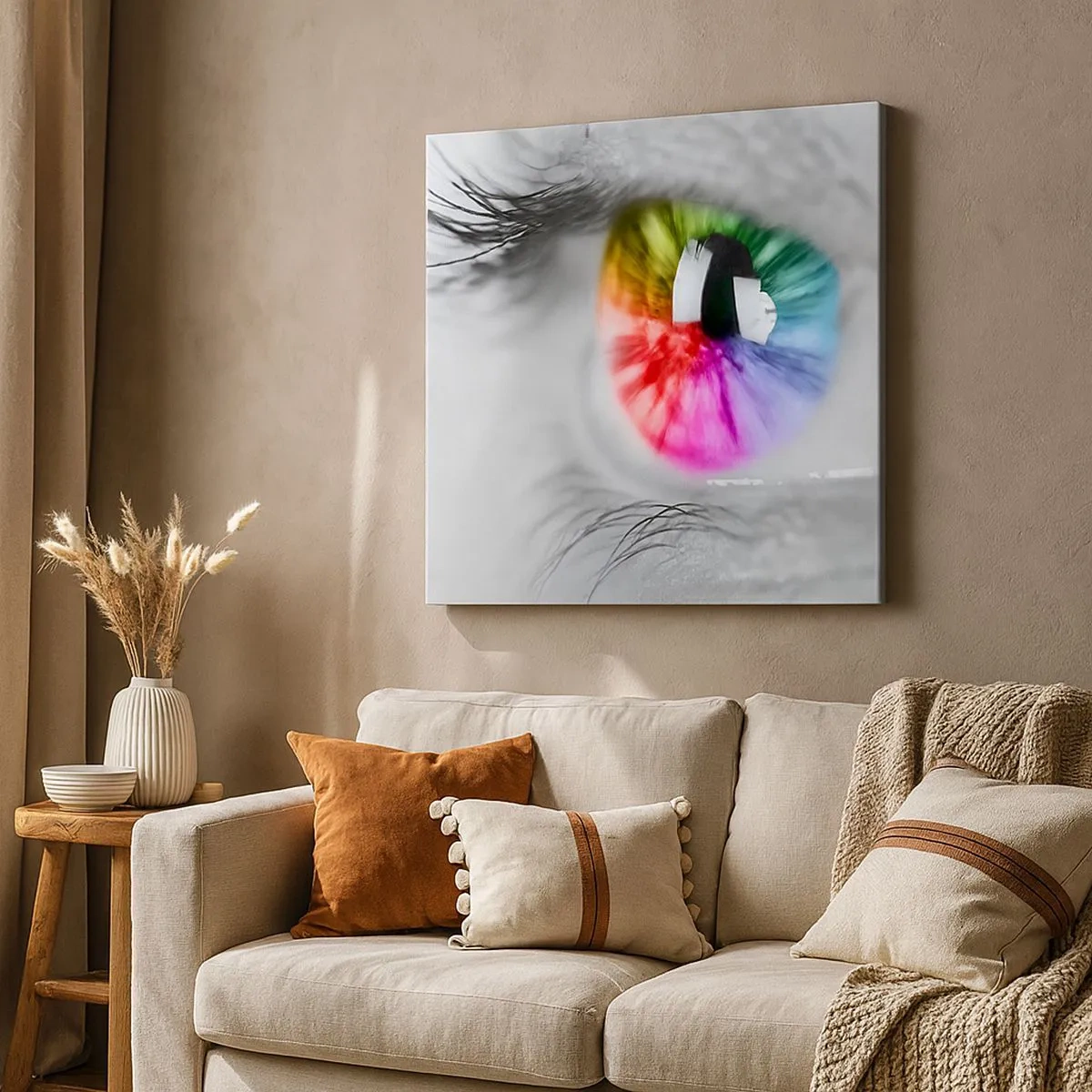 Lærredstryk - Billede på lærred - Se verden i farver - 30x30 cm